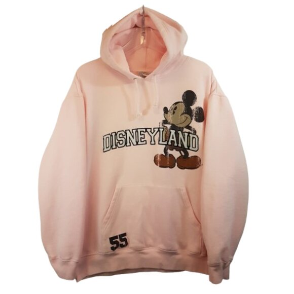 DISNEY Hoodie Large US L Mickey Mouse Pink Bunnyhug Pullover Disneyland Resorts - Picture 1 of 13
